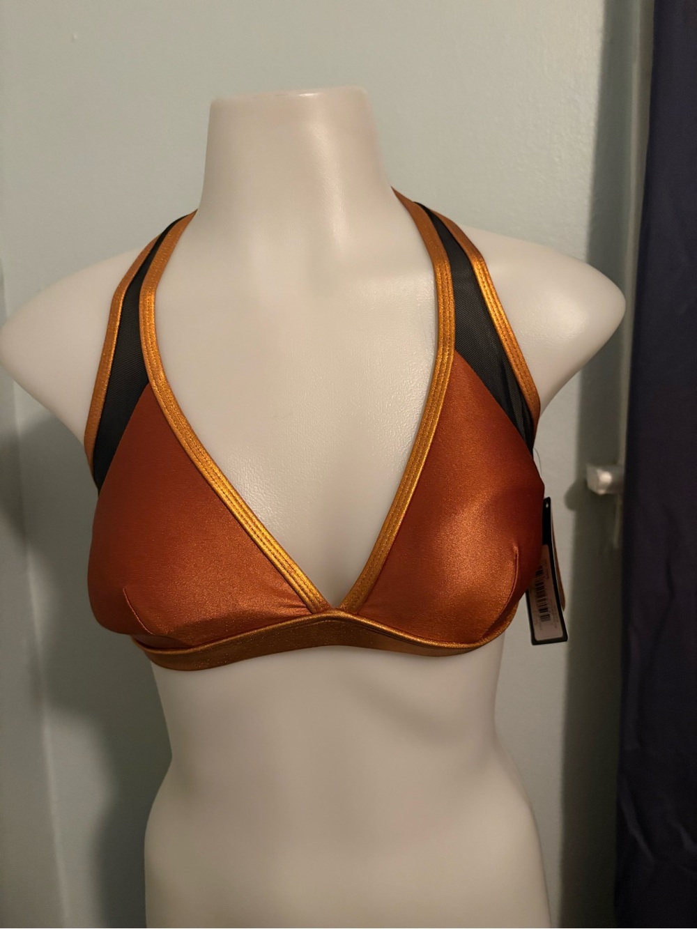 Reebok Copper Triangle Bralette with Black Contrast Straps